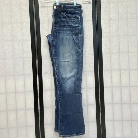 High Rise Slim Flared Kick Faded Denim Jeans American Eagle Next Level Stretch - Picture 5 of 15